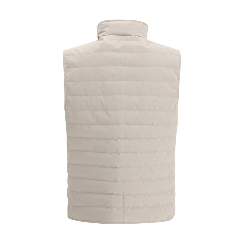 Beige Polyester Sleveless Jacket