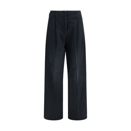 Black Cotton Casual Pants