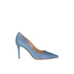 Blue Leather High Heel Pumps