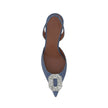 Blue Nubuc Leather Mid Heel Pumps