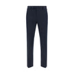 Blue Cotton Casual Pants