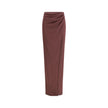 Brown Silk Midi Skirt