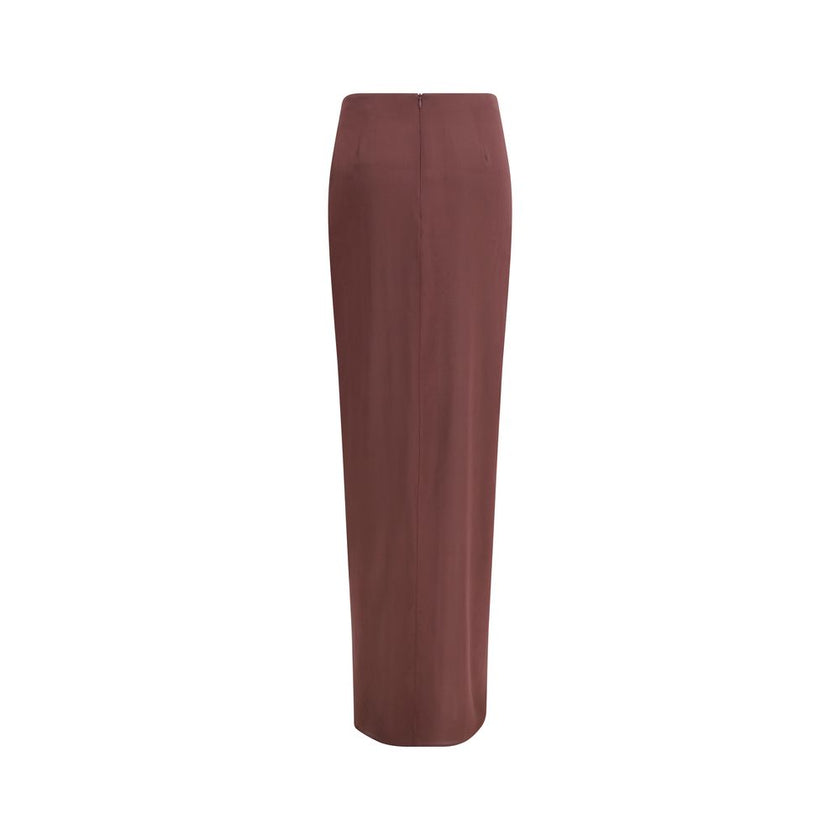 Brown Silk Midi Skirt