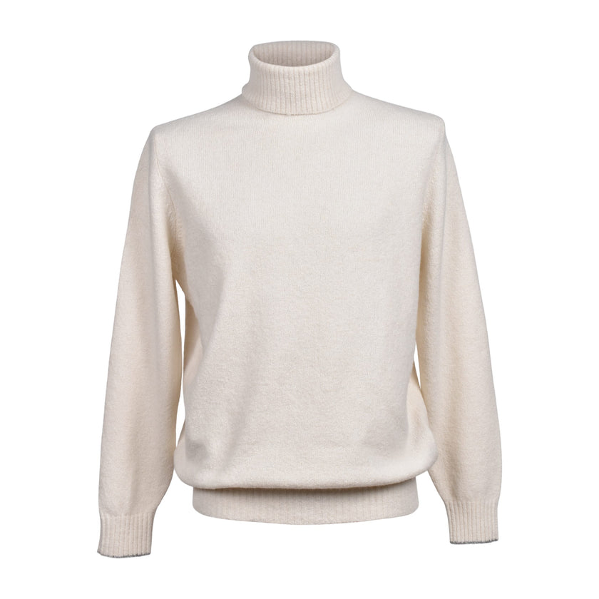 White Leather Turtleneck