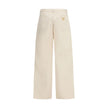 Beige Cotton Casual Pants