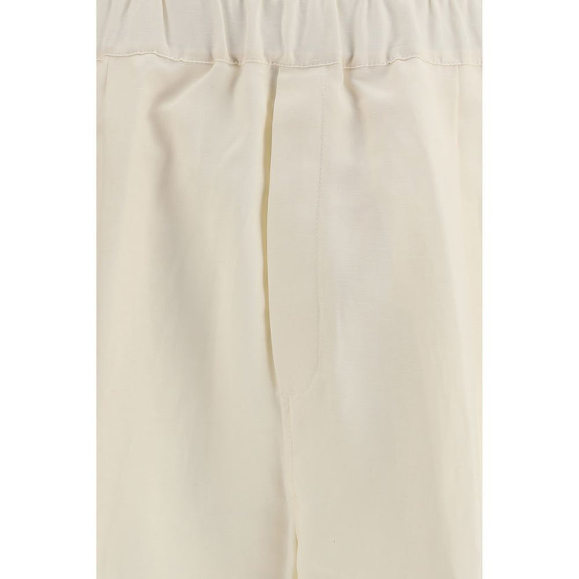 Beige Viscose Casual Pants