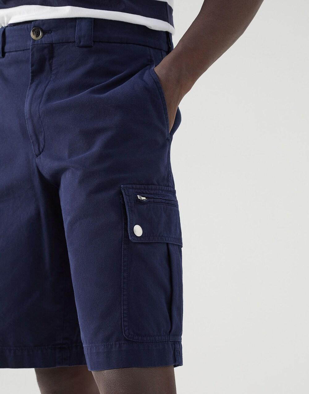 Blue Cotton Bermuda Shorts