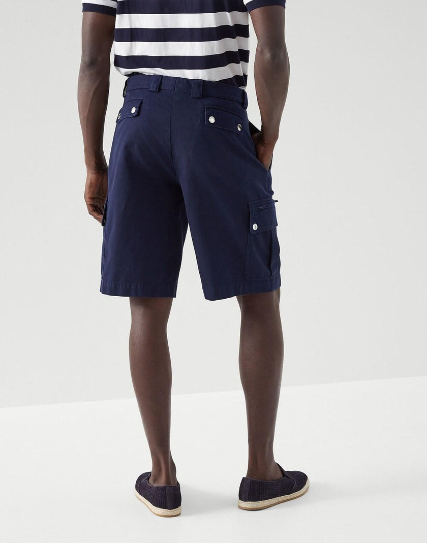 Blue Cotton Bermuda Shorts