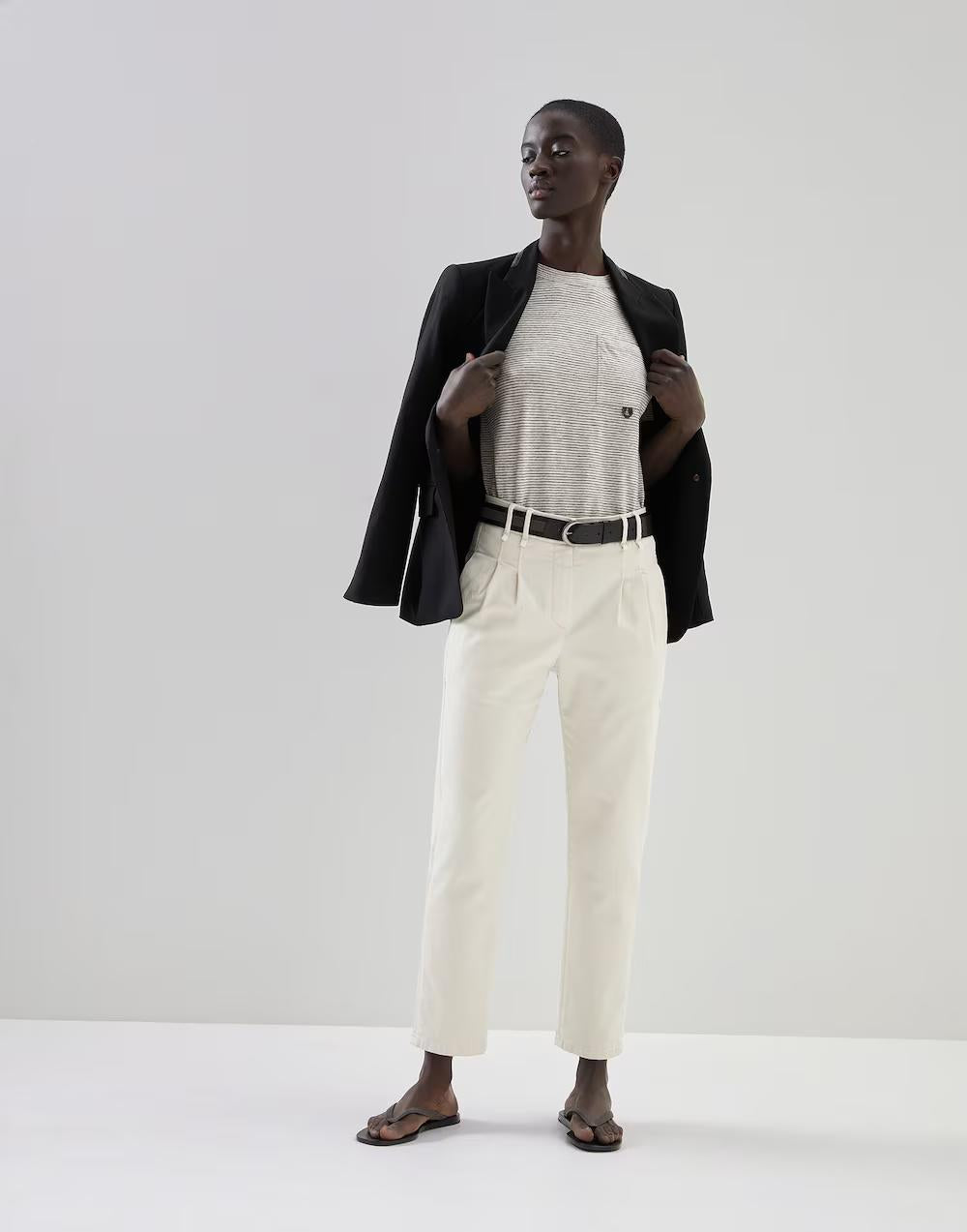 White Cotton Casual Pants