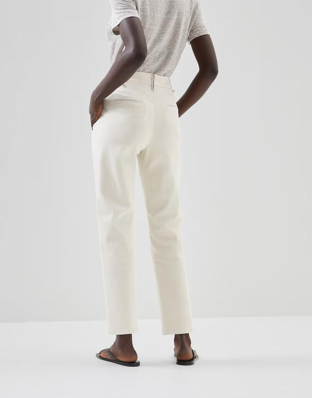 White Cotton Casual Pants