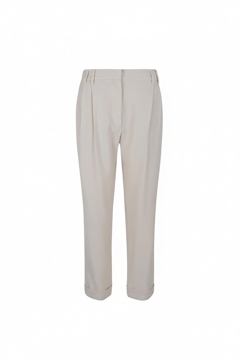 White Viscose Casual Pants