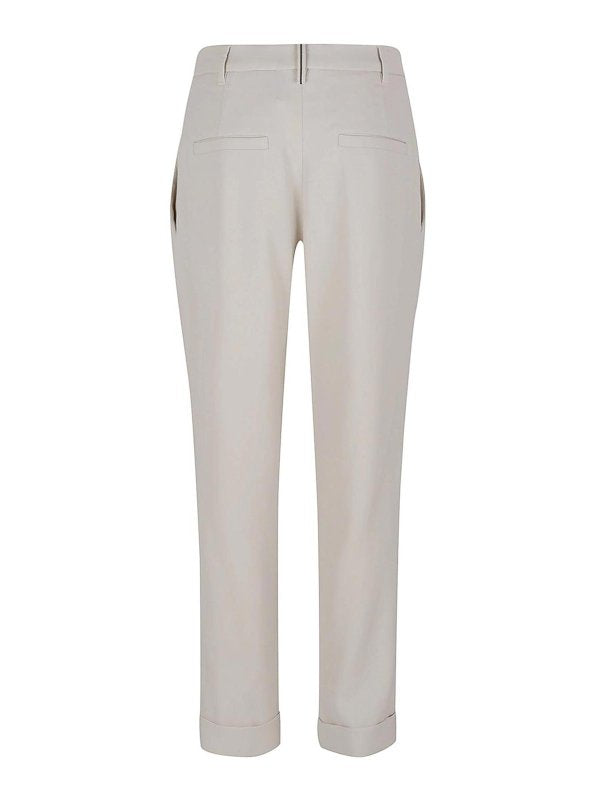 White Viscose Casual Pants