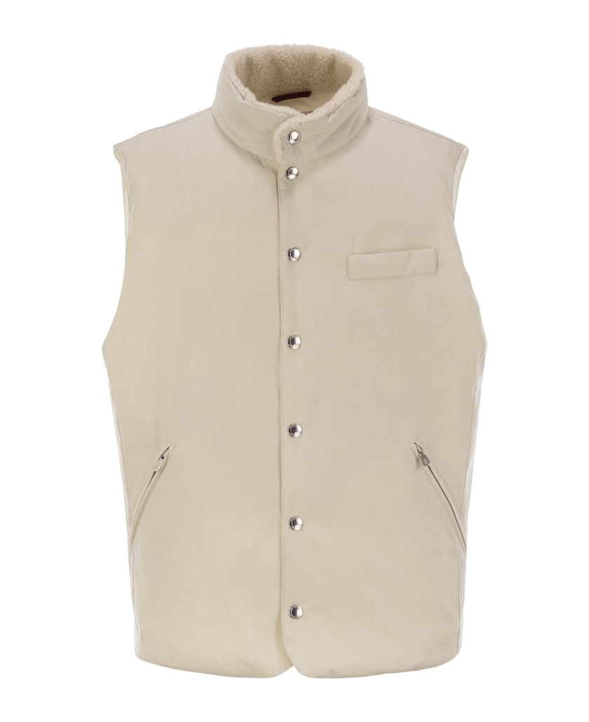 Bicolor Cotton Sleveless Jacket