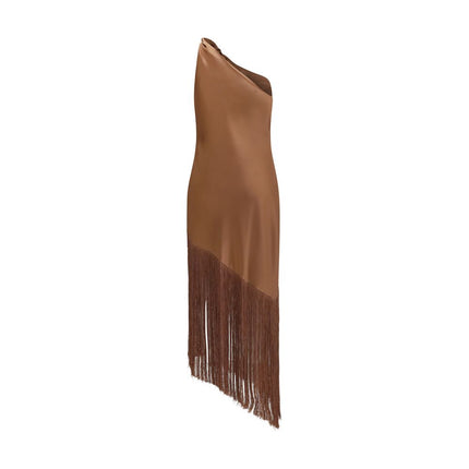 Brown Polyester Casual Dress