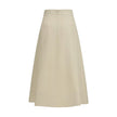 Beige Linen Midi Skirt