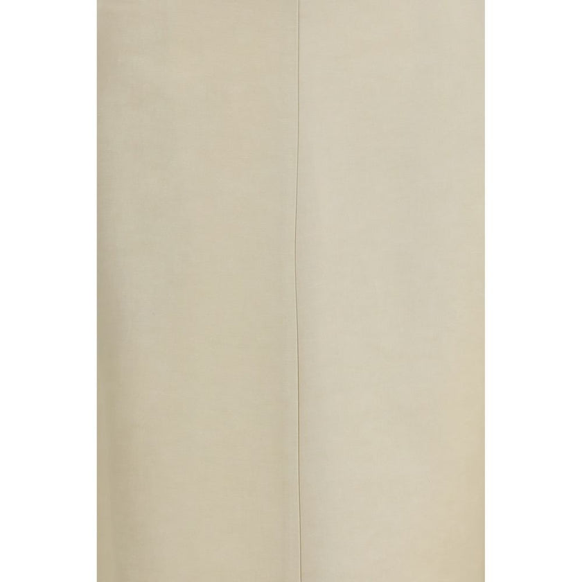 Beige Linen Midi Skirt