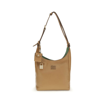 Beige Calf Leather Bos Taurus Shoulder Bag