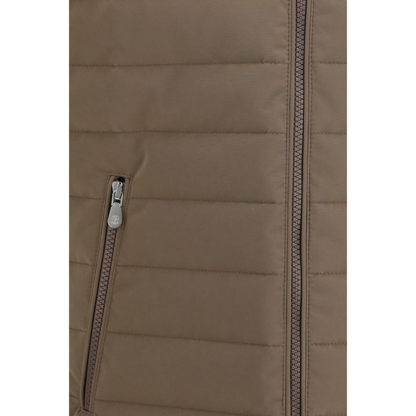 Beige Polyester Sleveless Jacket