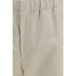 Beige Cotton Casual Pants