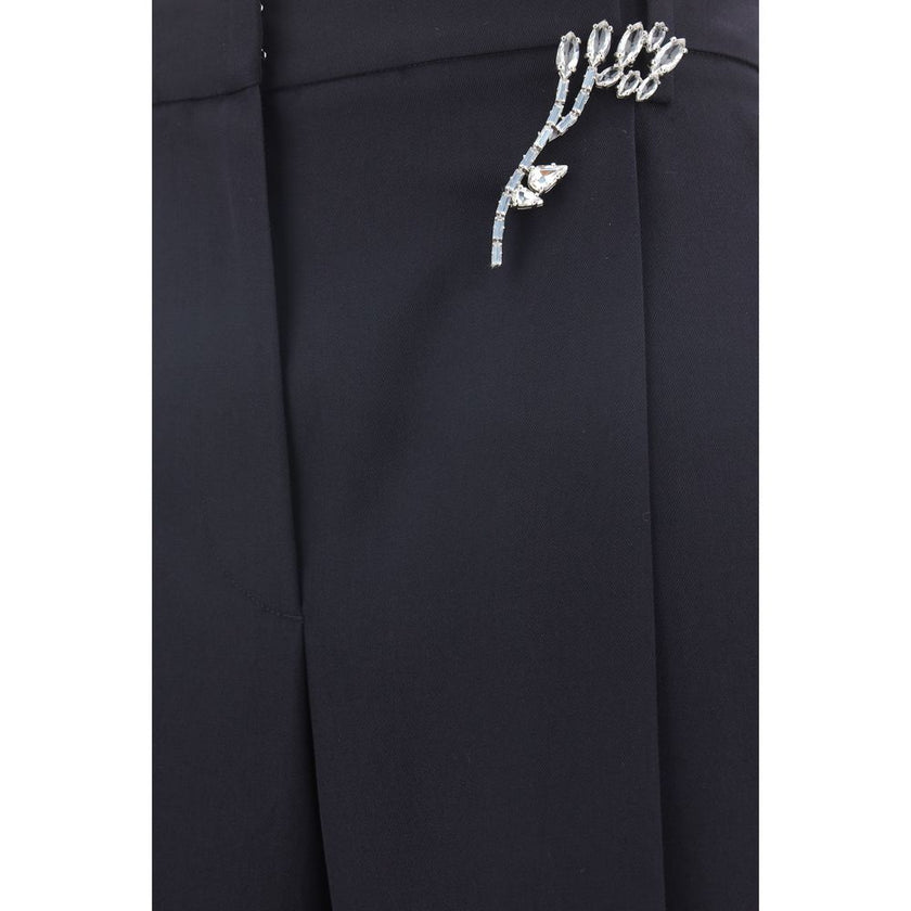 Blue Wool Casual Pants