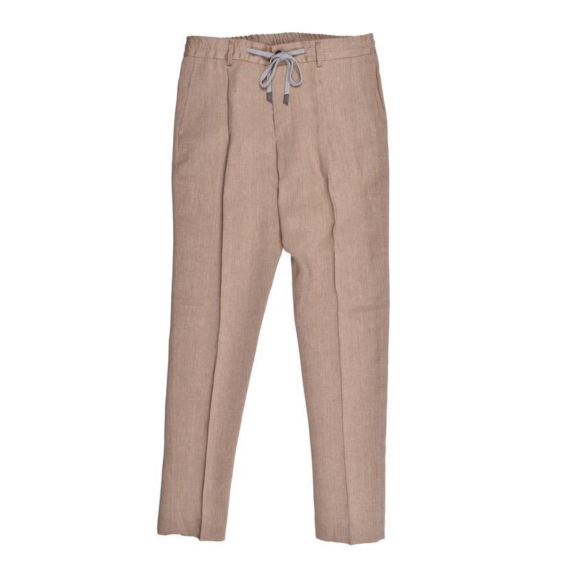 Beige Linen Casual Pants