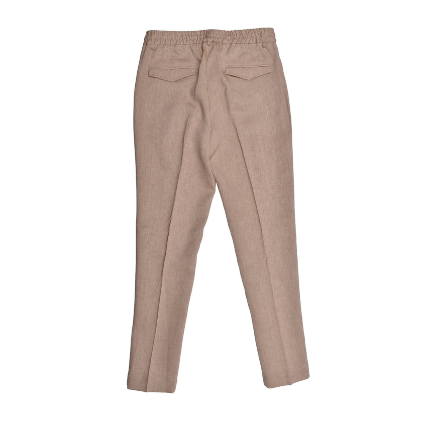 Beige Linen Casual Pants