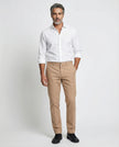 Beige Elastane Casual Pants