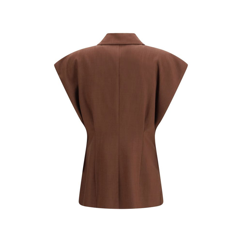 Brown Viscose Jackets And Coat