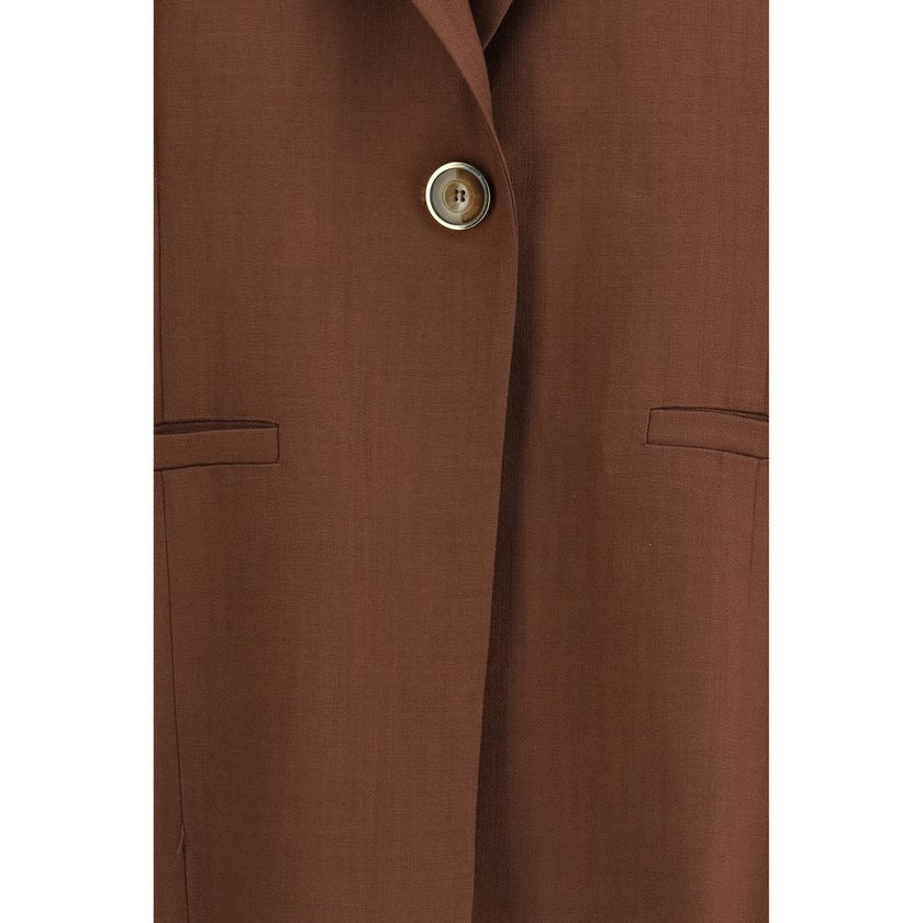 Brown Viscose Jackets And Coat