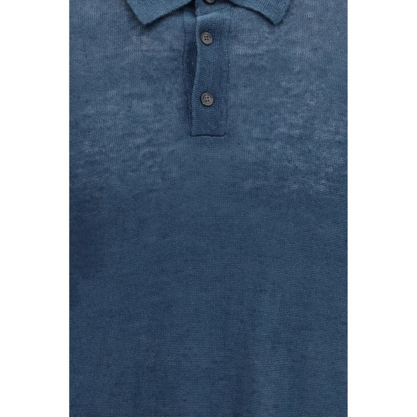 Blue Linen Polo Shirt