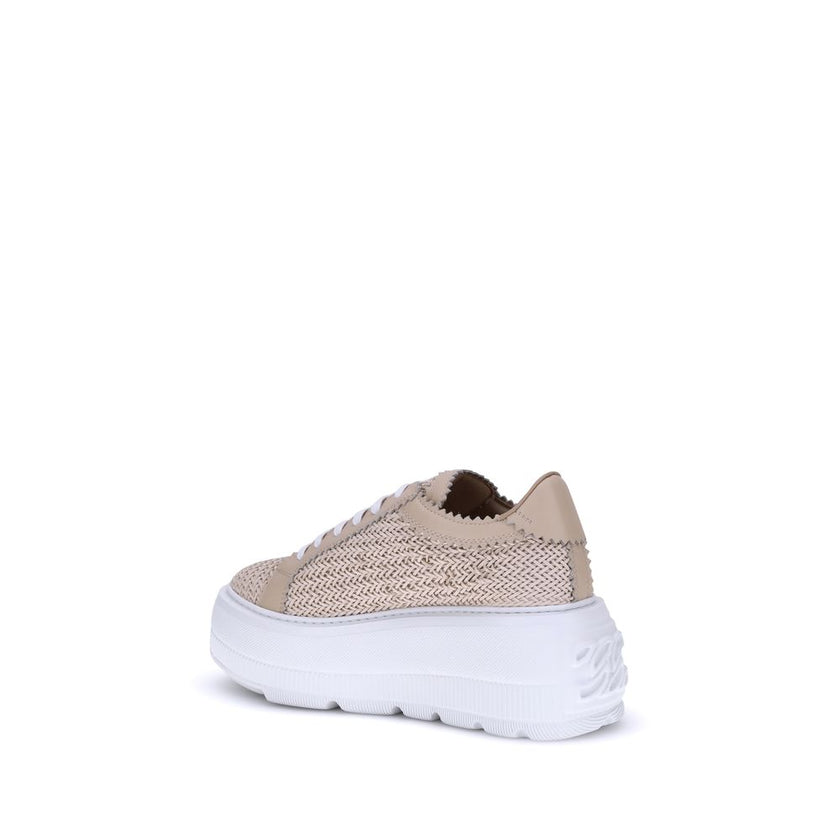 Beige Other Fibres Platform Sneakers