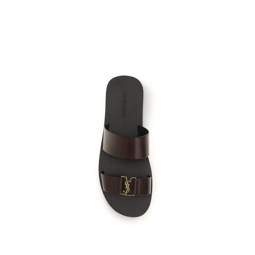 Brown Calf Leather Bos Taurus Flat Sandals