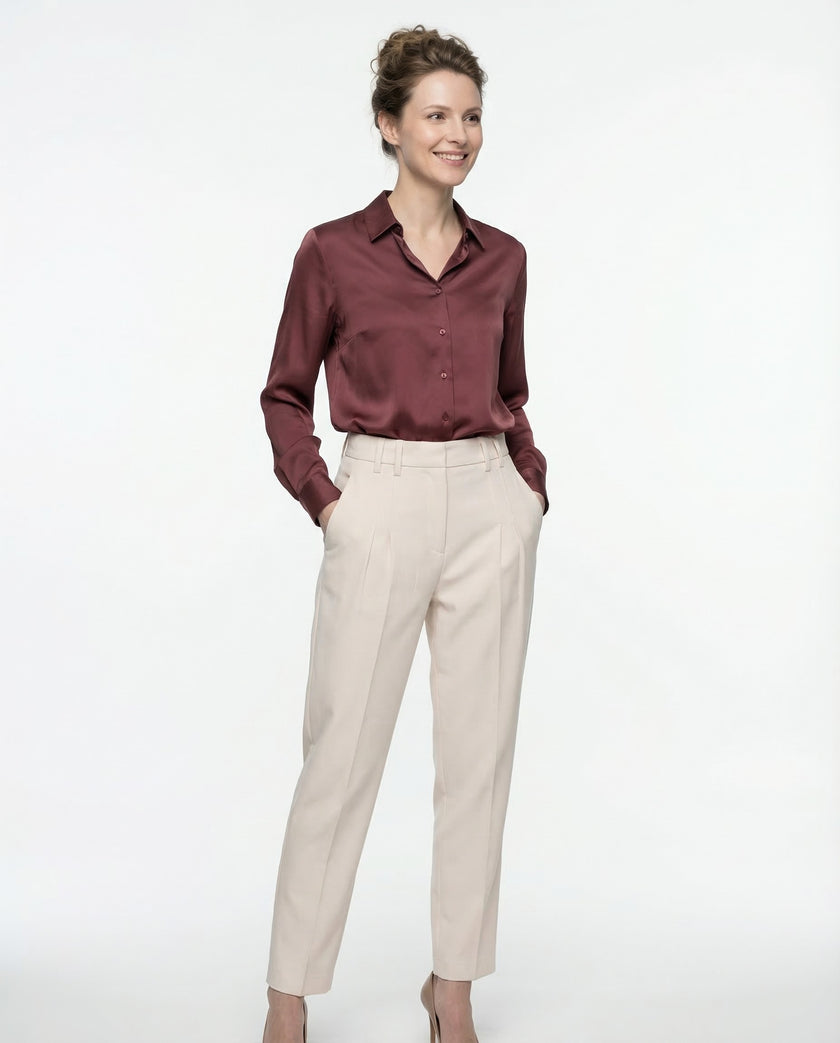 Gray Cotton Casual Pants