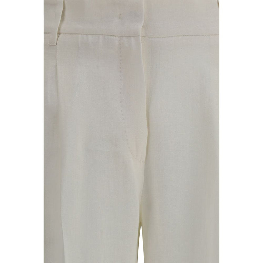White Linen Casual Pants