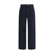 Blue Cotton Casual Pants