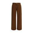 Brown Cotton Casual Pants