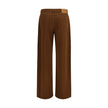 Brown Cotton Casual Pants