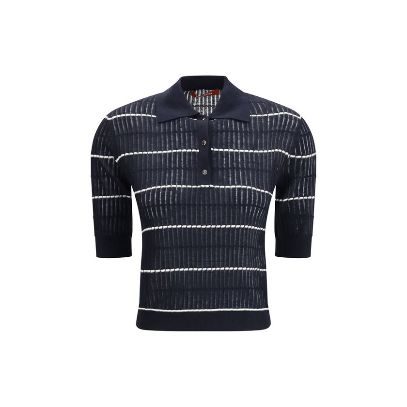Blue Silk Polo Shirt