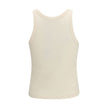 Beige Cotton Sleeveles T-Shirt