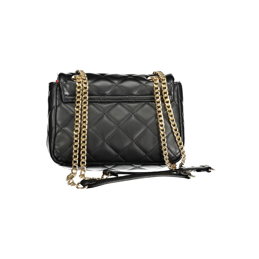 Black Polyurethane Women Shoulder Bag