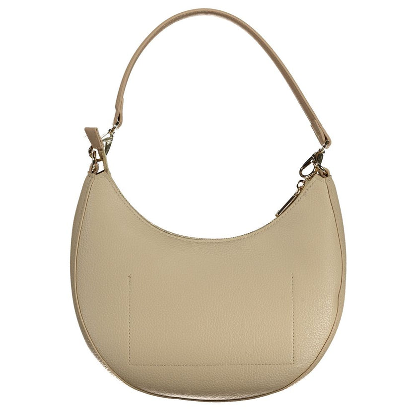 Beige Polyurethane Women Handbag