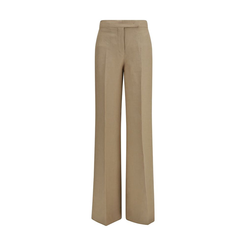 Beige Linen Casual Pants