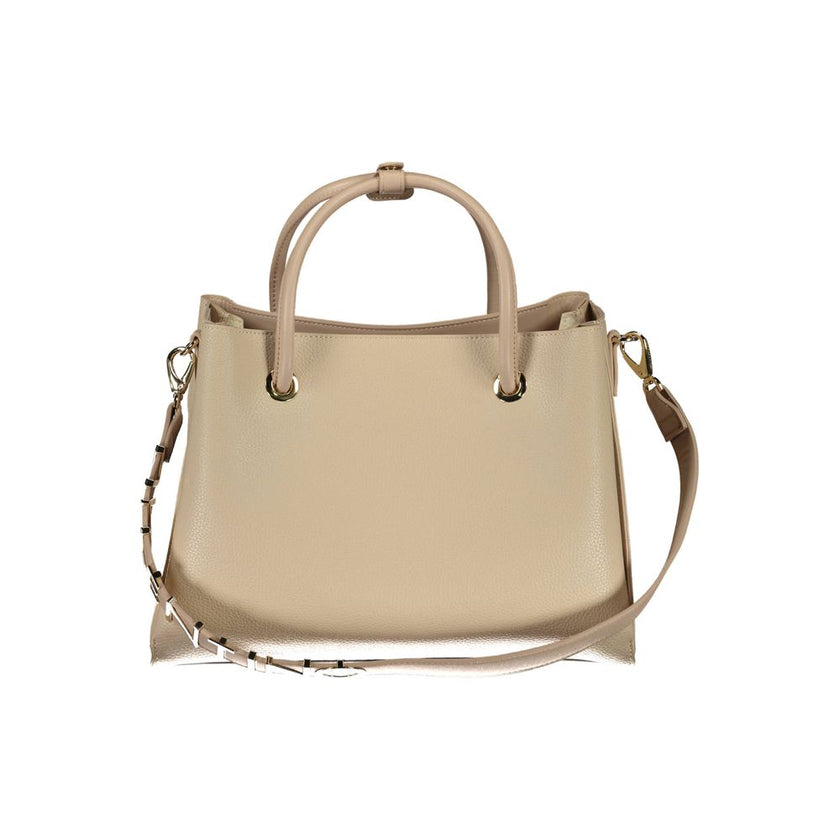 Beige Polyurethane Women Handbag