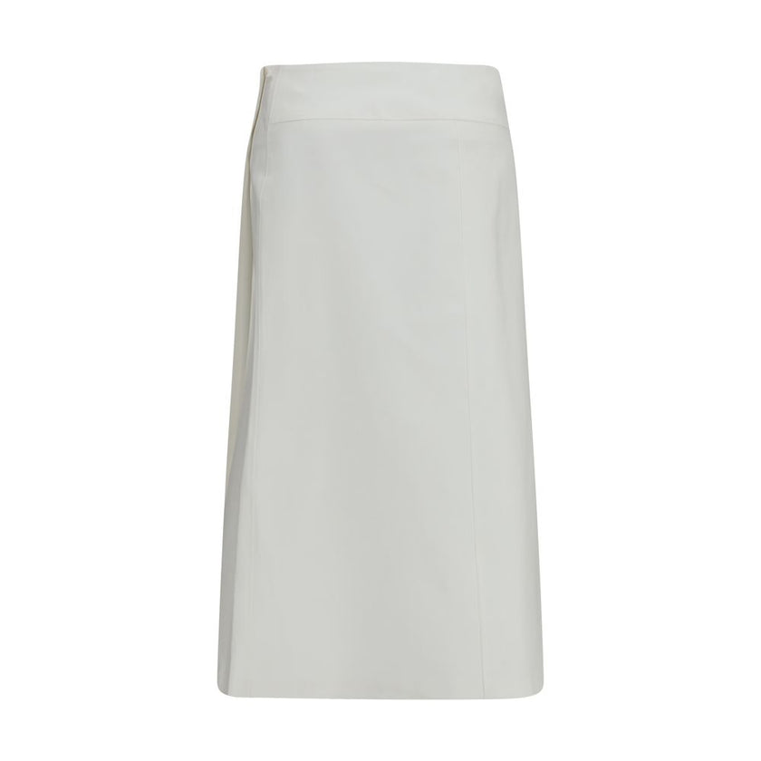 White Cotton Midi Skirt