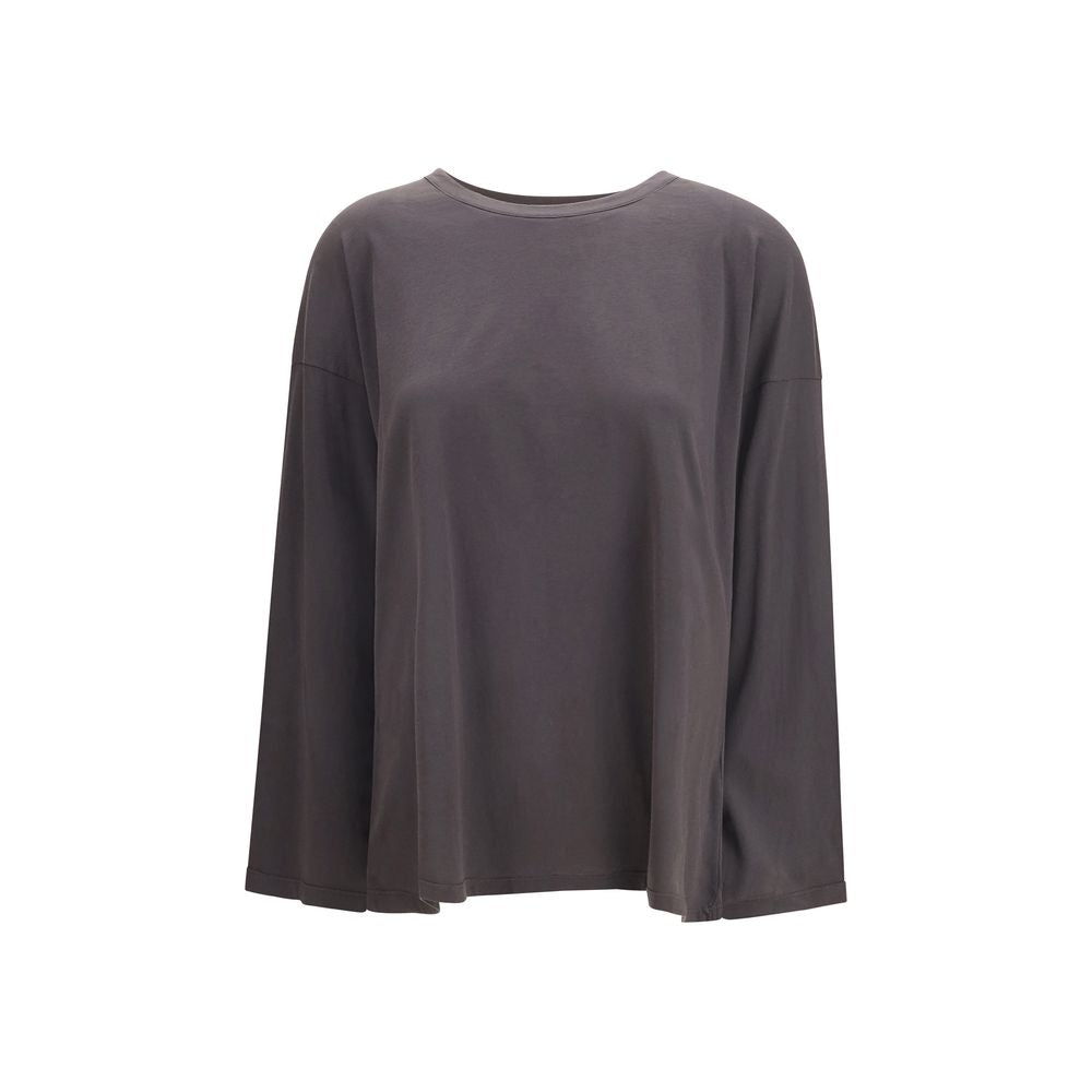 Brown Cotton Long Sleeve T-Shirt