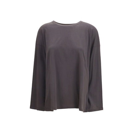 Brown Cotton Long Sleeve T-Shirt