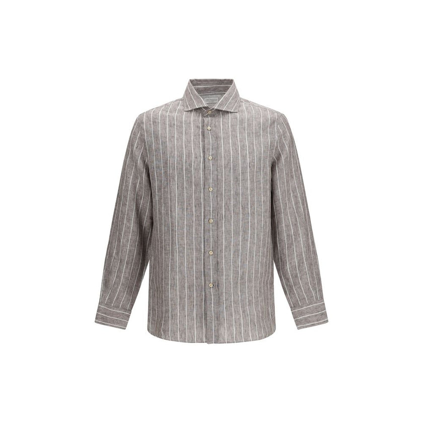 Beige Linen Dress Shirt