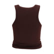 Brown Cotton Sleeveles T-Shirt