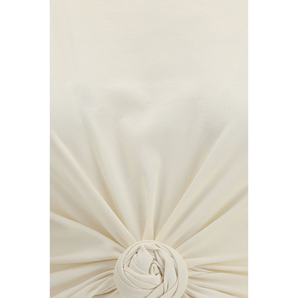 Beige Cotton Sleeveles T-Shirt