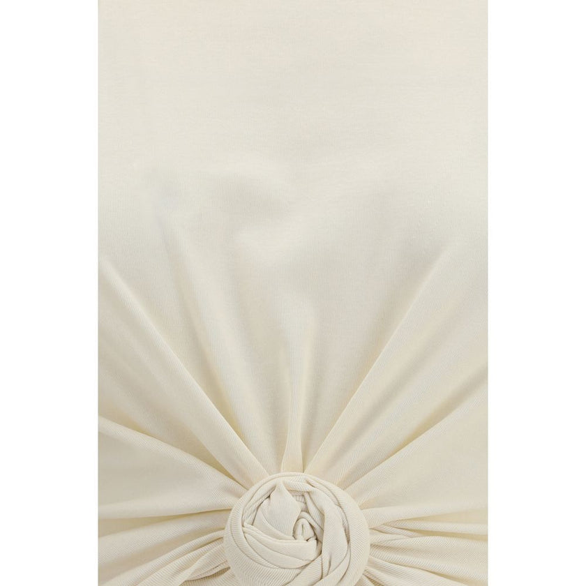 Beige Cotton Sleeveles T-Shirt